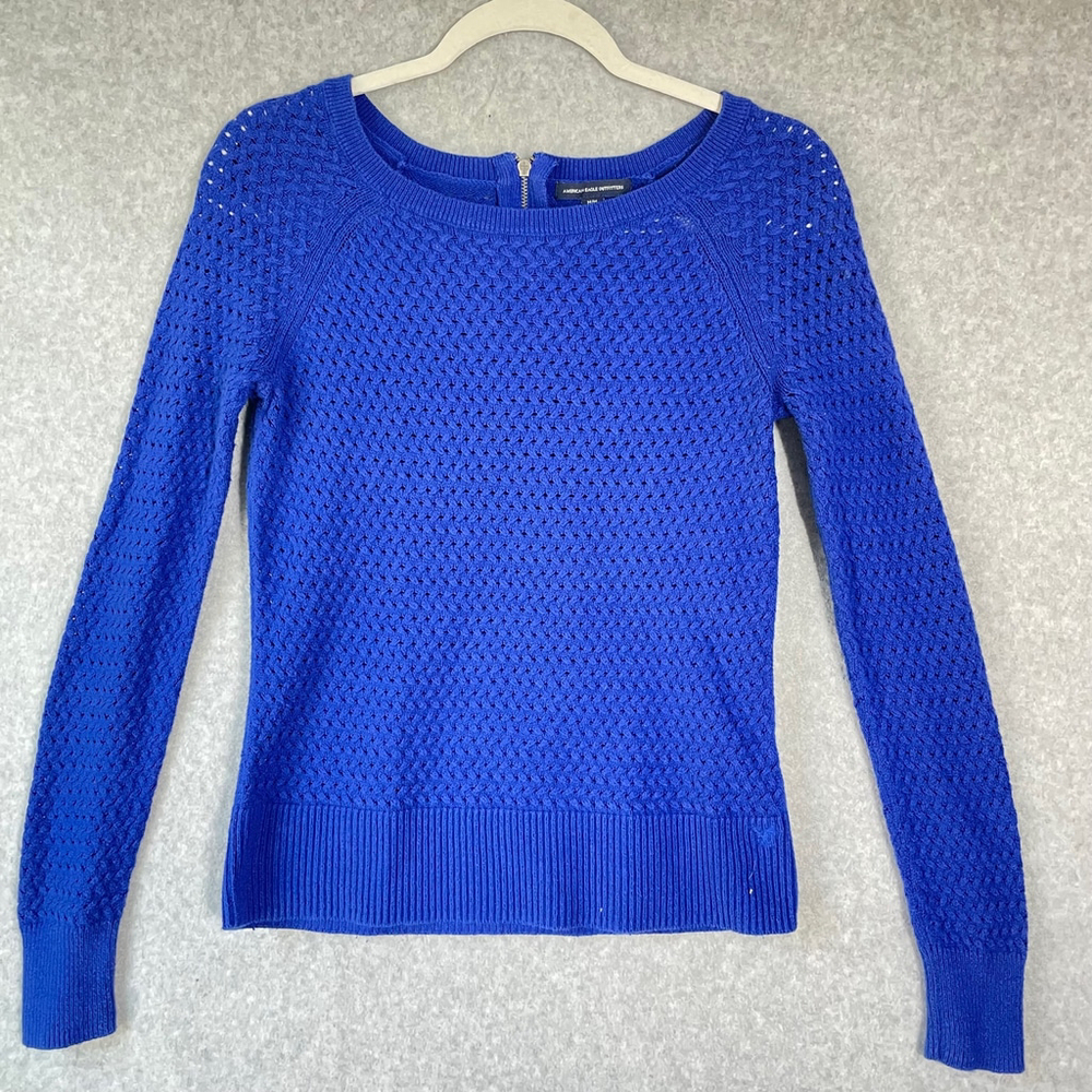 American Eagle Outfitters Blue Crew Neck Sweater Women's Medium